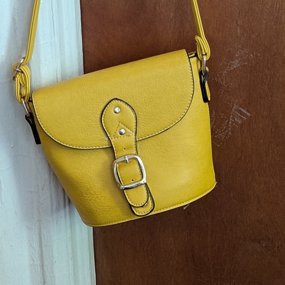 Yellow Leather Crossbody Bag